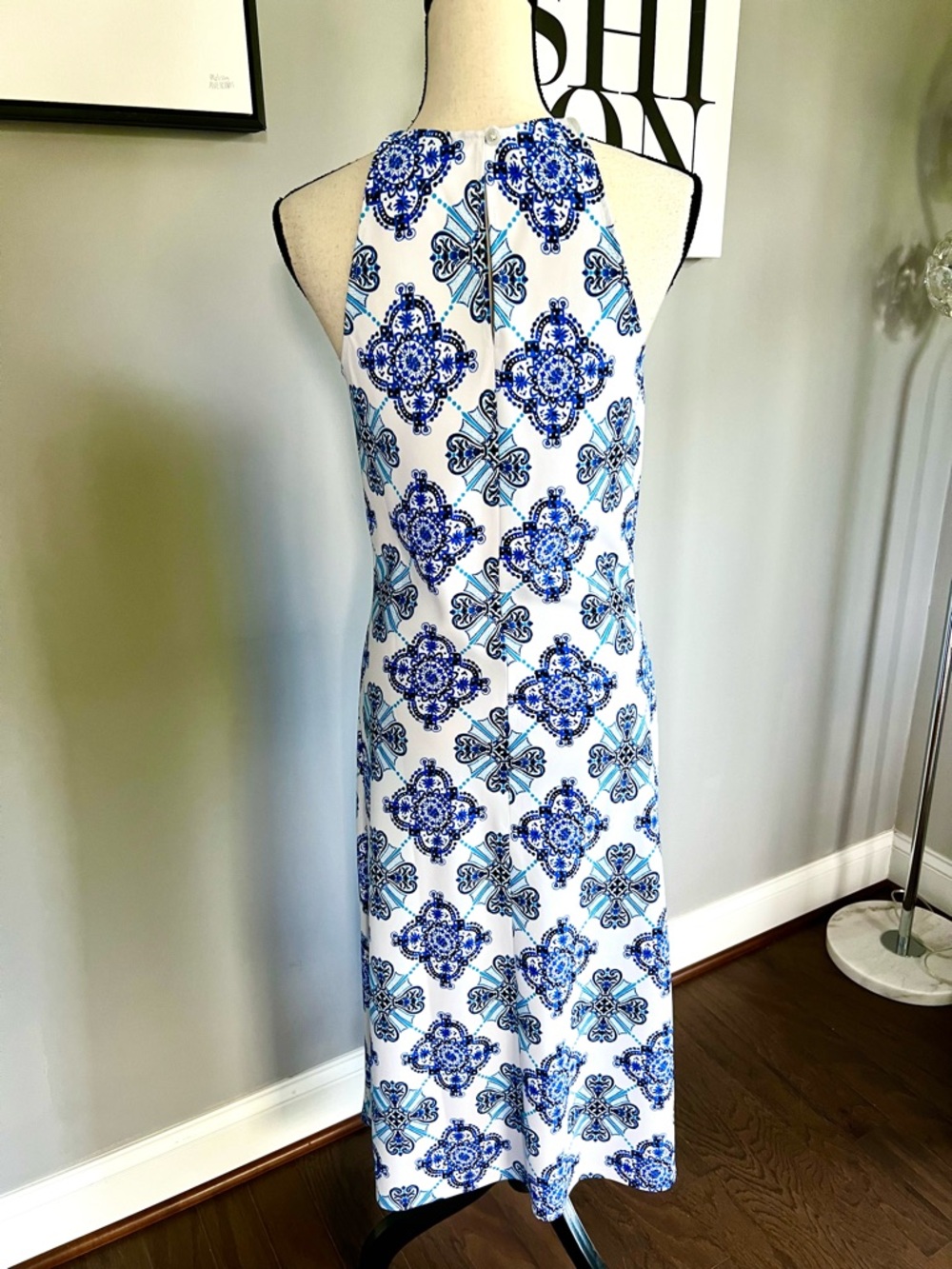 Ann Taylor Factory Blue Tile Motif Dress - Picture 5 of 10